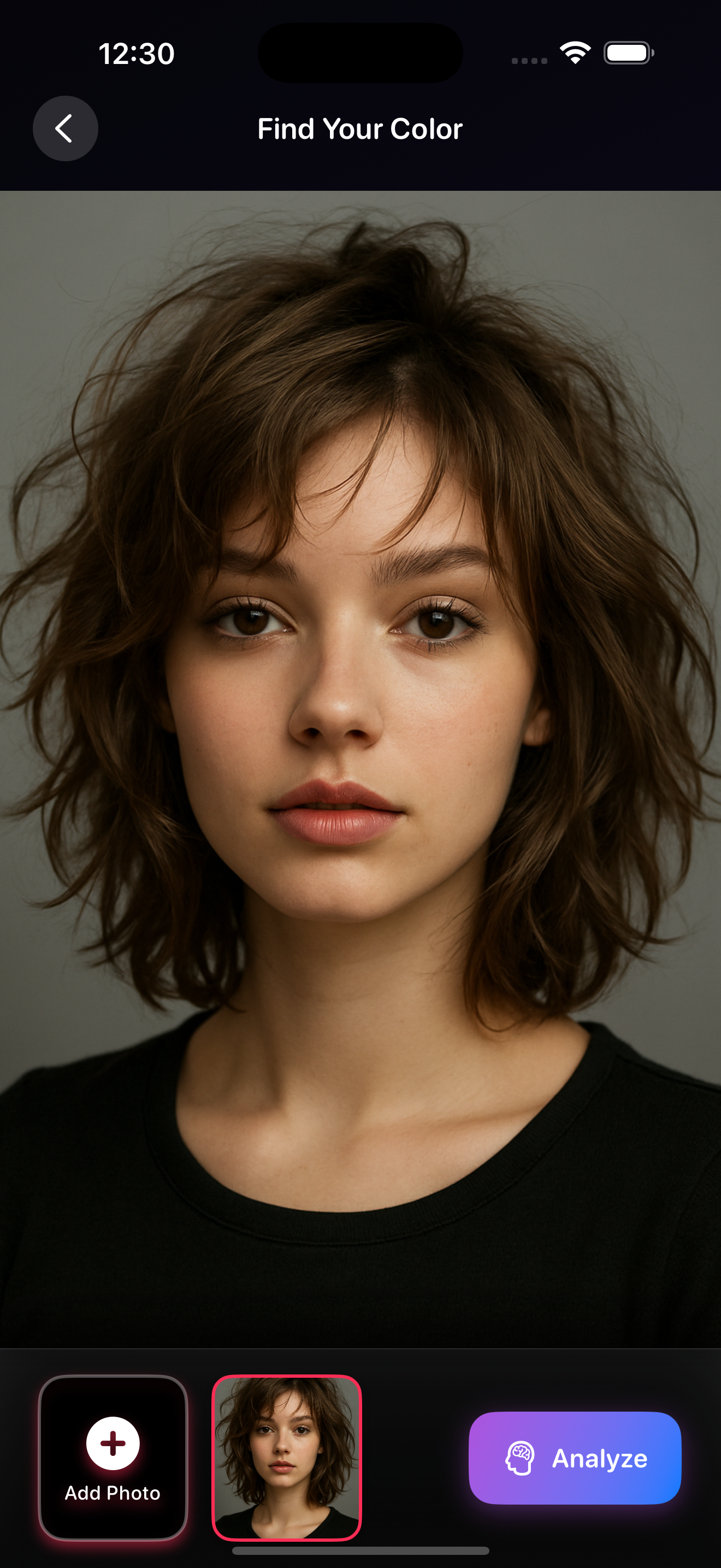 Taking a selfie for hairstyle try-on